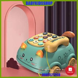 Đồ chơi ô tô điện thoại mèo kéo chạy pin 64 bài hát 16 chức năng cho bé