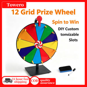 12 Inch Tabletop Prize Wheel Spinner Dry Erase 12‑Slots Fortune Game Wheel with Marker & Eraser for Trade Show Carnival & Party Events