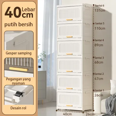 Save Mall Lemak Plastik Lipat 3/4/5/6 Susun/Lemari Lemari/Kabinet Dapur/Kabinet Ruang Tamu/Multi -Fungsi Pita Pita Roda Plastik Lemari Plastik