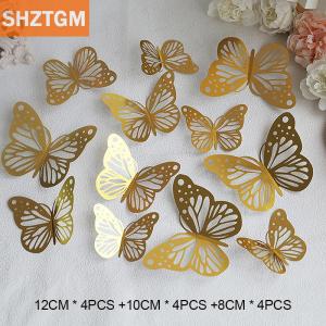 [COD] SHZTGM ท็อปเปอร์เค้กสุขสันต์วันเกิดใหม่12ชิ้นแบบพับได้ลายดอกกุหลาบสีทองรูปผีเสื้อสำหรับงานเลี้ยงเค้กของหวานของตกแต่งของขวัญงานเลี้ยงเบบี้ชาวเวอร์