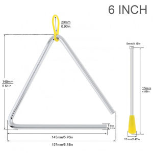 5/6/7 Inci Triangle Alat Musik Instrument Triangle Alat Musik Stainless Stell Percussion Musical Educational Instrument Triangle