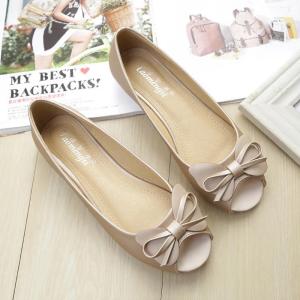 Bow Peep Toe Women Flats Spring Summer Fashion Soft Bottom Flat Lady Sandals Golden Shoes Slip On Big Sizes 33-43