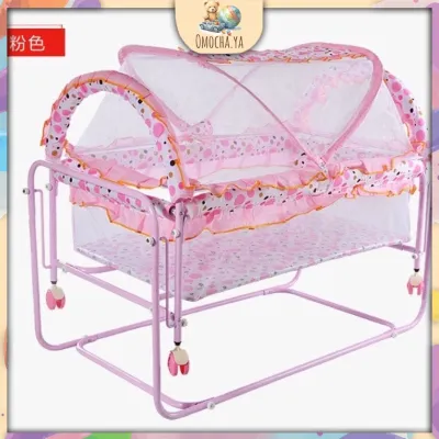 Baby Crib Baby Bed Cradle Cart 2 in 1 Katil Baby Rocker Newborn Sleeping Basket Portable Buaian Bayi Soft Kelambu Bayi