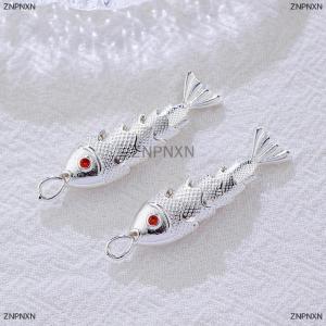 [COD] ZNPNXN Chinese Style Metal Fish Shaped Charms Pave Red Zircon Pendants For DIY Necklace Bracelet Earrings Jewelry Making Accessories