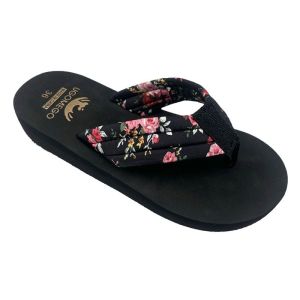 [Free Shipping] Oversized Floral Print Flip-Flops For Women Summer Thick-Soled Beach Sandals Versatile And Fashionable With A Non-Slip Design And A Wedge Heel
