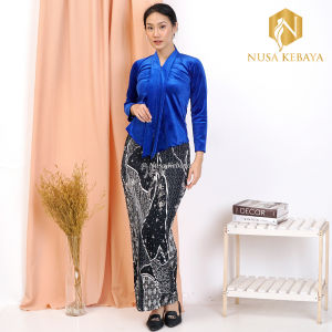 Nusa Kebaya Setelan Kebaya Kartini Bahan Bludru Dan Rok Plisket Batik Kebaya Floy Bludru Modern