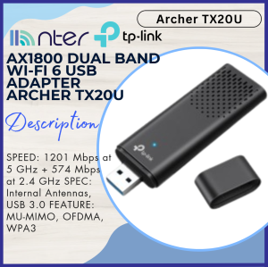 TP-LINK Tplink AX1800 Dual Antennas High Gain Wireless USB Adapter Dual Band Wifi Wi-Fi 6 Speed 1775Mbps Archer TX20U
