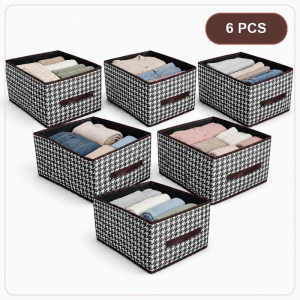Foldable Houndstooth Clothes Storage Box / Underwear & Pants Organiser / Stackable Closet Storage