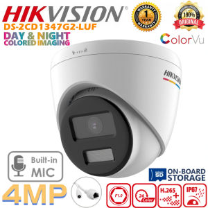 Hikvision CCTV Network Camera 2MP/4MP HD 24/7 Full-color With Audio Built-in Mic Support Human and Vehicle Detection Motion Detection Support Mobile Remote Viewing Turret Indoor Wired Night Vision IP Camera Security Camera