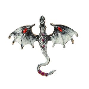 LUMINELLEB Colorful Rhinestone Enamel Flying Dragon Brooch Fantasy Dragon Zinc Alloy Animal Dragon Brooch Versatile Chinese Blue Porcelain Crystal Wing Dragon Pin Clothing Lapel Flower Accessory