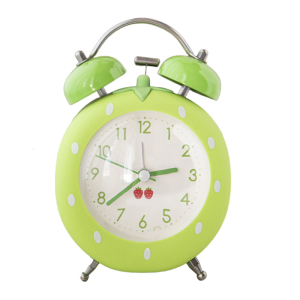 Cute Strawberry Loud Twin Bells Alarm Clock For Kids Seniors with Quiet Quartzs Night Light Bedroom Living Room Decors