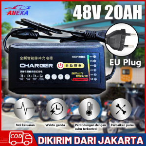 Intelligent Charger Aki Sepeda Listrik Lead-Acid Battery EU Plug 48V 20Ah Adaptor Charger Multifunction Battery Adapter Casan Sepeda Listrik Exsotik 6 Tampilan Cahaya 48 V 20 AH - Lazada