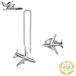 JewelryPalace Airplane 925 Sterling Silver Drop Dangle Earrings Cute Long Thread Earrings for Women Girl Fashion Jewelry