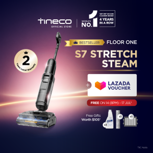 【160°C HYPERSTEAM】Tineco Floor One S7 Stretch Steam Floor Washer | 80mins Runtime | 25kPa Suction Smart Wet Dry Vacuum Cleaner