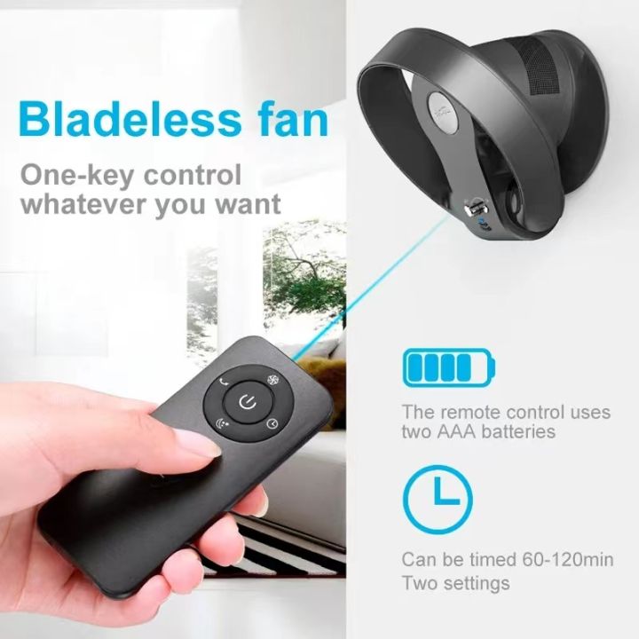 Bladeless Wall Fan Silver/White/Black Wallmounted Fan with Remote