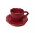 GELAS CANTIK KLASIK WARNA :1 SET (6 gelas+6 tatakan) / CANGKIR SET KOPI TEH KERAMIK. 