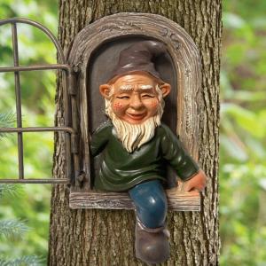 YOYO CHARMING Whimsical Naughty Decoration Yard Art Resin Crafts Garden Peeker Dwarf Statues Gnome Ornament Tree Sculpture