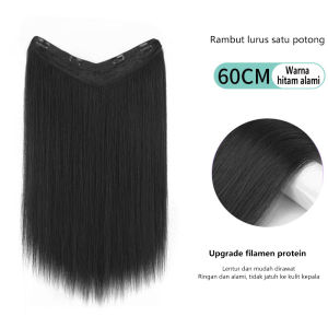MELEDE Jepit rambut wig lurus / catok yang bisa dicuci/ Hairclip rambut palsu Lurus Natural 60cm / Hairclip bottom curly  / 60cm