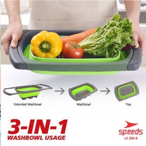 SPEEDS Alat Pengering Lipat Cuci baskom buah sayur piring / saringan lipat 206-8