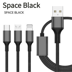 SG1.2m Weaving3 in 1 Fast Charging Data CableUSB charging cable Data cableFast charging cableFast charging cable