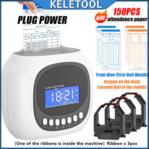 Punch Card Attendance Machine Time Clock Recorder Employee Time Recorder Machine 4 LED Screen Automatic Card In