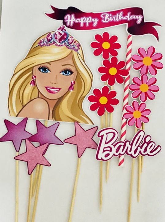 Topper barbie  Barbie cartoon, Barbie birthday cake, Barbie cupcakes