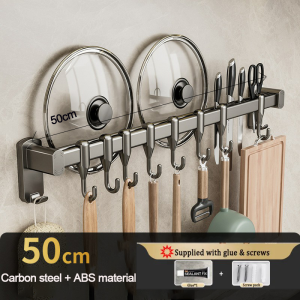 Multifunctional no-drill kitchen hook rack spatula and spoon holder wall-mounted knife holder