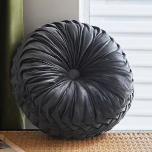 Throw Pillow for Couch Decorative 3D Pumpkin Vehicle Wheel Round Velvet Cushion for Sofa Bed Chair Floor Coussin