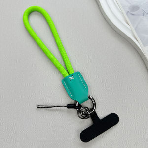 SZXBOGS Nylon Braided Rope Phone Chain Luxury Pu Leather Head Phone Clip Lanyard Kawaii Women Fashion Anti-Lost Rope Keychain Phone Accessories