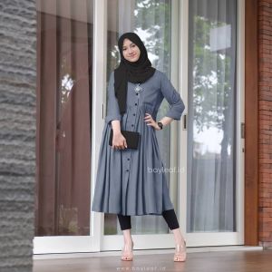 Dzuvia Tunik Wanita Remaja Dewasa Terbaru 2021 Kekinian Import Bahan Katun Rayon Long Tunik Busui Kancing Depan Full Lengan Berkancing TERMURAH