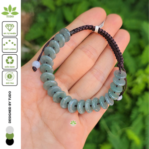Q634 Vòng full đồng điếu Lam Ngọc nhạt tết dây handmade ko kén mệnh - Phong Thủy TUDO