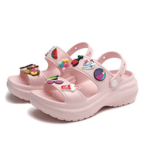 SHOES BY TIRA Wedges strip EVA import + jibitz/sandal baim wanita import/sandal wanita ala ala korea terbaru import/sandal sepatu wanita bahan EVA import