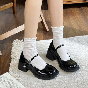 Giày Lolita nữ gót vuông 5cm FAROSA -H108 giày búp bê marry janes da bóng phong cách nhật bản