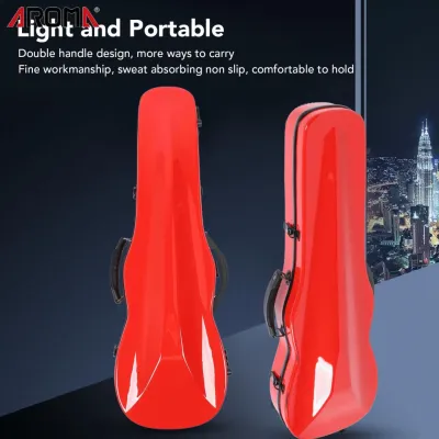 Aroma Hộp đựng đàn vĩ cầm 2 chiếc nơ đựng Hộp đàn violin di động Dây đeo vai đôi Khóa chắc chắn Chống mài mòn Máy đo độ ẩm Sợi carbon cho kích thước 4/4 3/4 1/2 1/8