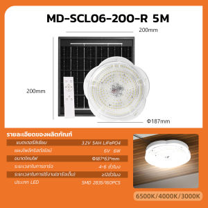 MODI ไฟติดเพดานโซล่าเซลล์ 200R 280W เปิดได้ 3 แสง รีโมทคอนโทรล ไฟLED พลังงานแสงอาทิตย์ โซล่าเซลล์ Monocrystalline ประหยัดค่าไฟ สว่างถึงเช้า