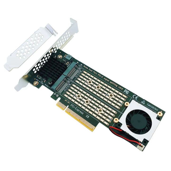 M Key SSD Converter PCIe X8 to 2 Port M2 NVME PCIe to M2 Adapter Card ...