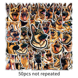 50pcs German Shepherd Waterproof Sticker Cartoon Animal Dog Graffiti Decals Decorative Skateboard Vinyl Sticker