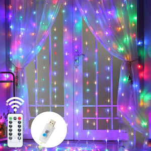 3M Curtain Fairy Lights Hari Raya Lights 300LED Ramadan Light Strip With Hook USB 8Modes For 2026 Ramadan Hari Raya Decoration