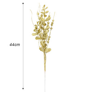 ช่อดอกไม้พวงมาลัยกลิตเตอร์เบอร์รี่สาขาใบเบอร์รี่ประดิษฐ์5ชิ้นสำหรับตกแต่งบ้านปาร์ตี้ต้นคริสต์มาส