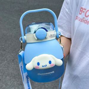 1050ml Sanrio Double Drinking Large Capacity Water Cup Kuromi My Melody Cinnamoroll Summer Straw Cup Cold Water Cup Sports Water Bottl Female Birthday Gift