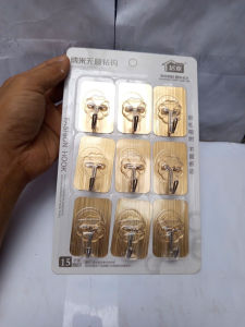 combo 3 vỉ 2 vỉ 1 vỉ sét 9 móc dán tường vàng size nhỏ