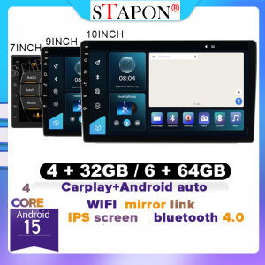 STAPON 7/9/10inch 6+64G 4+32G android15 carplay android auto voice command 1din 2din car android headunit android stereo mirror link blurtooth wifi fm gps navigation AA