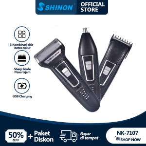 NIKAI NK-7107  Set 3 in 1 Man Grooming Kit Alat Cukur Listrik Mesin Potong Listrik Pria Pemangkas Rambut Hidung Pemangkas Rambut Jenggot Pemangkas Mesin Potong Rambut Bulu Hidung