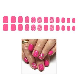 Valentine Press on Nail Square Fake Nail Glossy Design False Nail Full Cover Artificial Acrylic Nail 24pcs 12Sizes