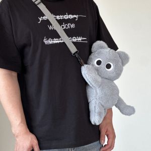 RJZ28 Stuffed Animal Siamese Cat Shoulder Bag Kawaii Soft Animal Lamb Crossbody Bag Portable Lightweight Plush Backpack Boys