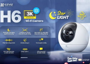 (Tặng Chân Đế) Camera Wifi EZVIZ H6 5MP (1 Mắt Camera) | C60P Dual Mix 2K (2 Mắt Camera 3MP + 3MP) - Góc Dọc Siêu Rộng Đàm Thoại 2 Chiều - EZVIZ Mall