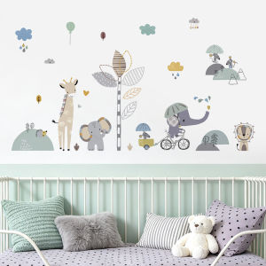 Decal Dán Tường Thế Giới Động Vật Bắc Âu Có Keo Sẵn 230x125cm - Trang Trí Phòng Ngủ Cho Bé