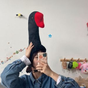 YOUSHI TOP Creative Big Goose Headgear White/Pink Plush Halloween Party Hat Festival Soft Cartoon Goose Hat Halloween Party