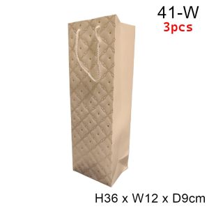 3pcs Paper Wine Gift Bag Flower Bouquet Gift Bag Premium Rope Handle Paper Tote Bag Reusable Gift Packaging for Birthday Wedding Festival