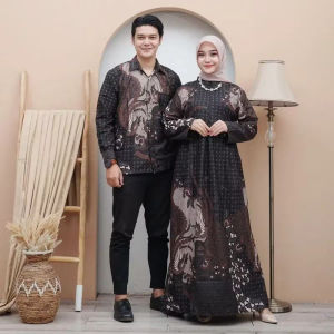 Batik Couple Pasangan Atasan Panjang Gamis Sepasang Kemeja Lengan Panjang Suami Istri Modern C